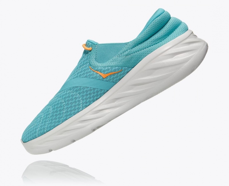 Turquoise / White HOKA Ora Recovery 2 Men's Slip On Shoes | 483597IWP