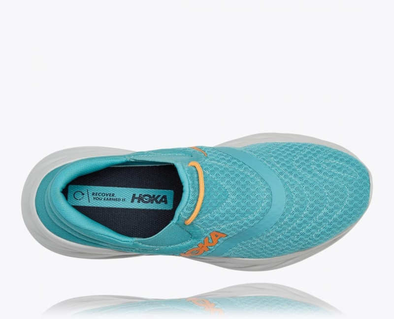 Turquoise / White HOKA Ora Recovery 2 Men's Slip On Shoes | 483597IWP