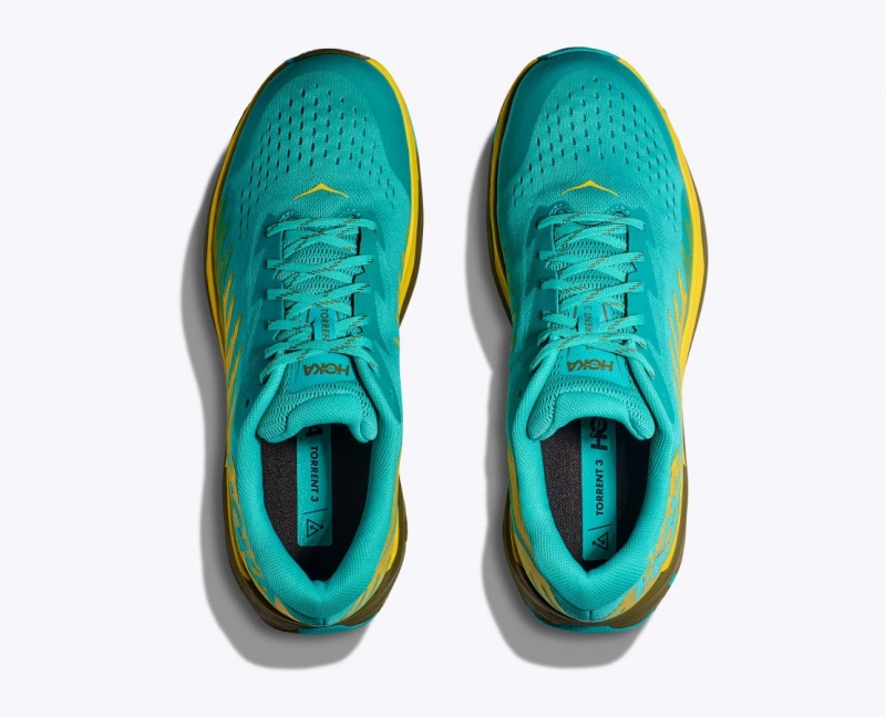 Turquoise / Yellow HOKA Torrent 3 Men's Trail Running Shoes | 093627OST