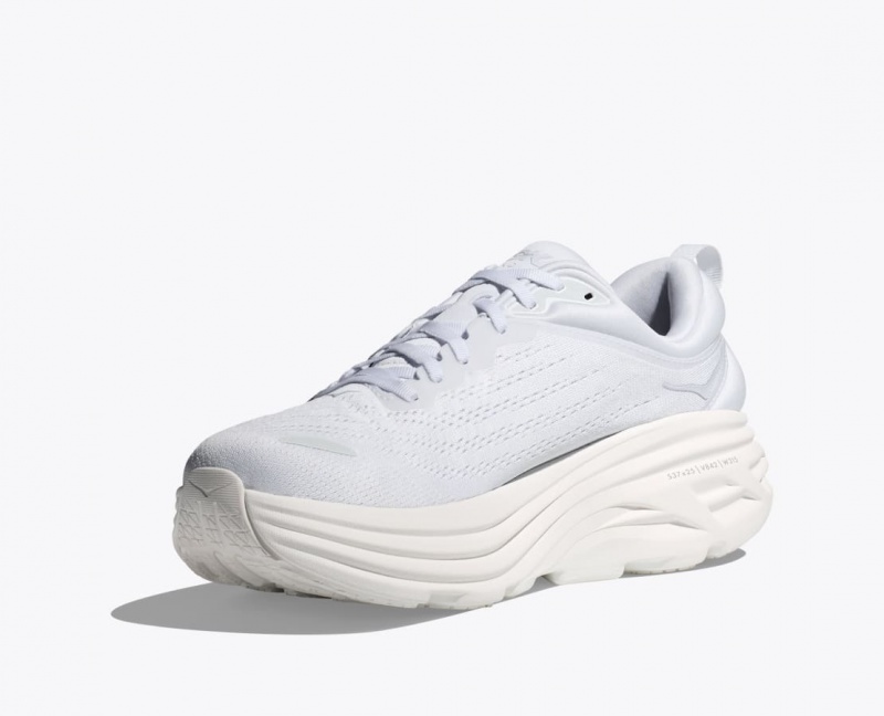 White HOKA Bondi 8 Men's Running Shoes | 674130QEC