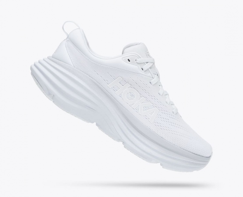 White HOKA Bondi 8 Women's Running Shoes | 146372CNU