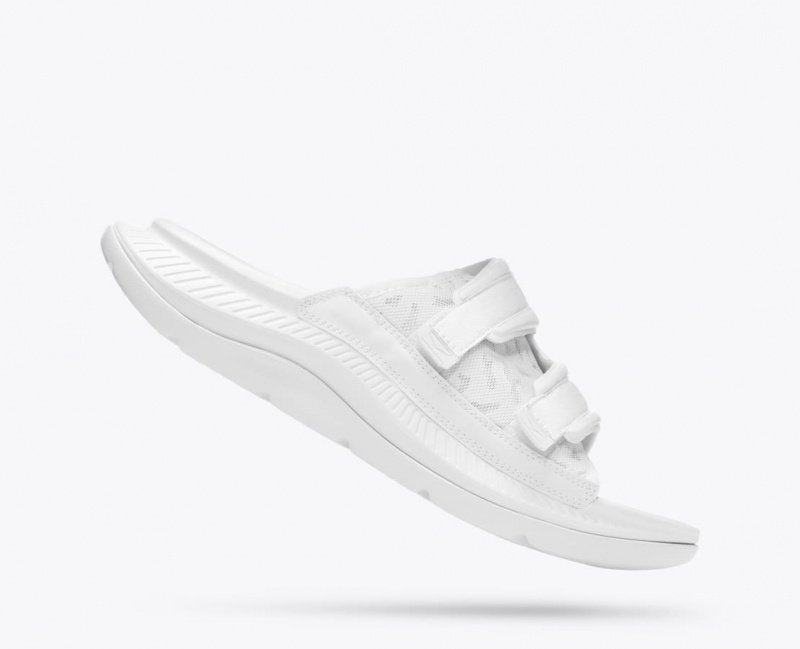 White HOKA Ora Luxe Men's Slide | 304167FUK