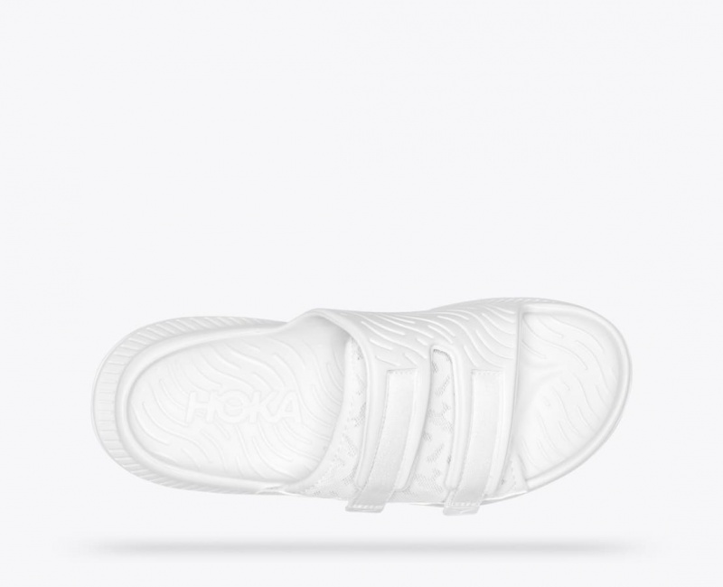 White HOKA Ora Luxe Men's Slide | 304167FUK