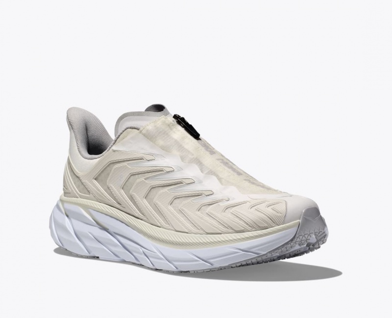 White HOKA Project Clifton Women's Sneakers | 510836OWD