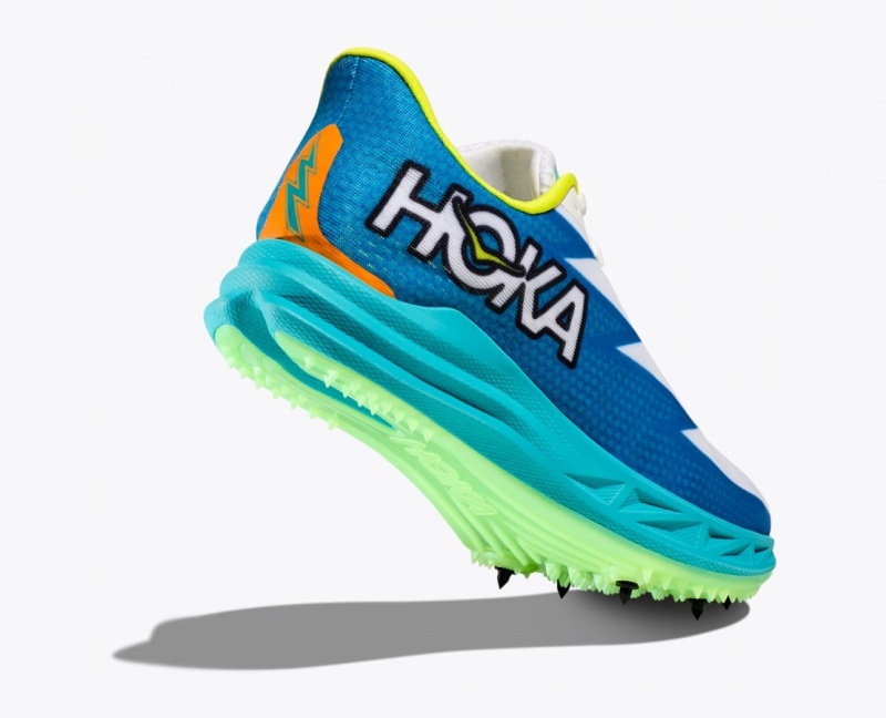 White / Blue HOKA Crescendo MD Men's Track Spikes | 758261MAZ