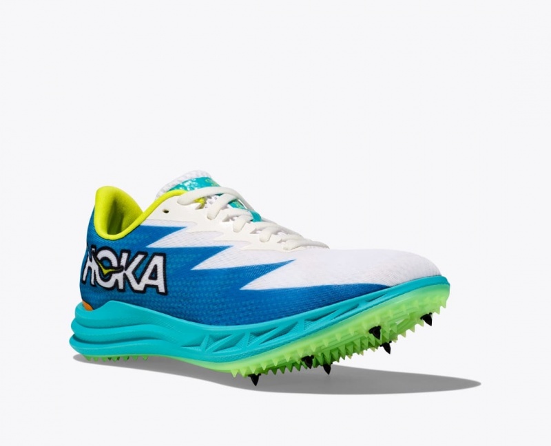 White / Blue HOKA Crescendo MD Men's Track Spikes | 758261MAZ