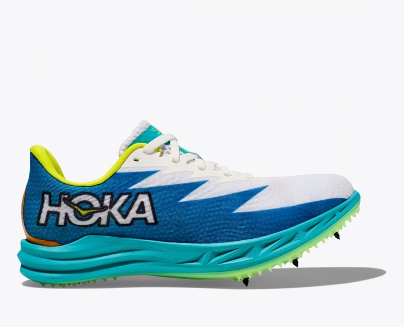 White / Blue HOKA Crescendo MD Men\'s Track Spikes | 758261MAZ