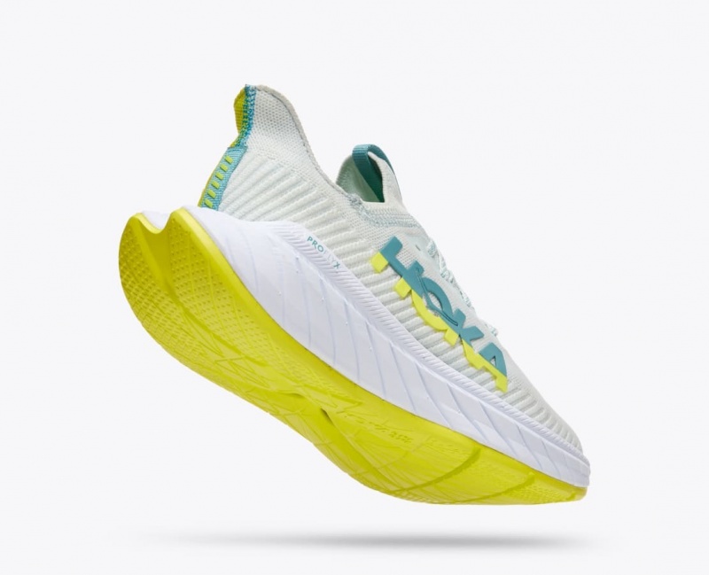 White / Green HOKA Carbon X 3 Men's Running Shoes | 189063RWS