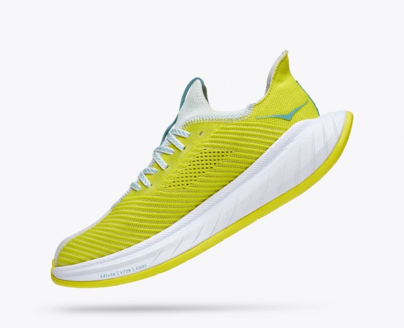 White / Green HOKA Carbon X 3 Men's Running Shoes | 189063RWS