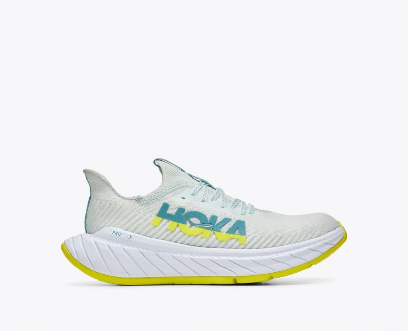 White / Green HOKA Carbon X 3 Men\'s Running Shoes | 189063RWS