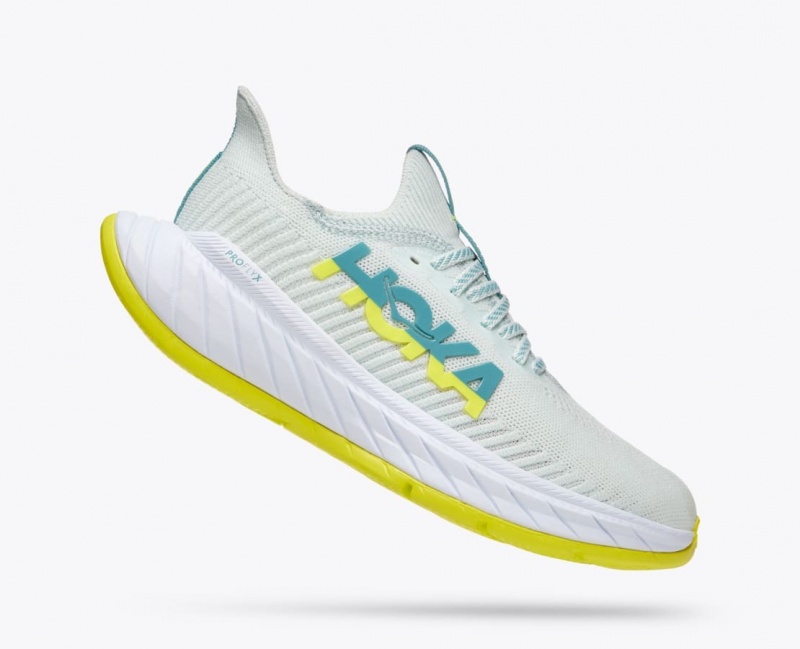 White / Green HOKA Carbon X 3 Women's Running Shoes | 024613DTX