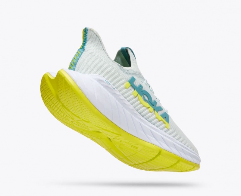 White / Green HOKA Carbon X 3 Women's Running Shoes | 024613DTX