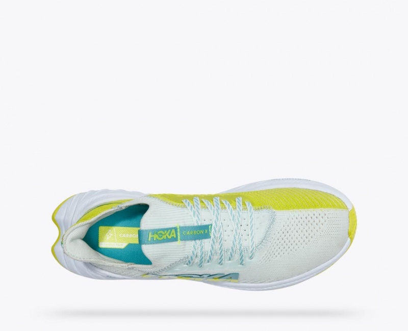 White / Green HOKA Carbon X 3 Women's Running Shoes | 024613DTX