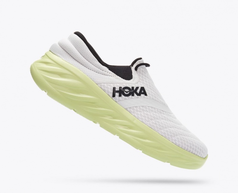 White / Light Green HOKA Ora Recovery 2 Men's Slip On Shoes | 693075FAG