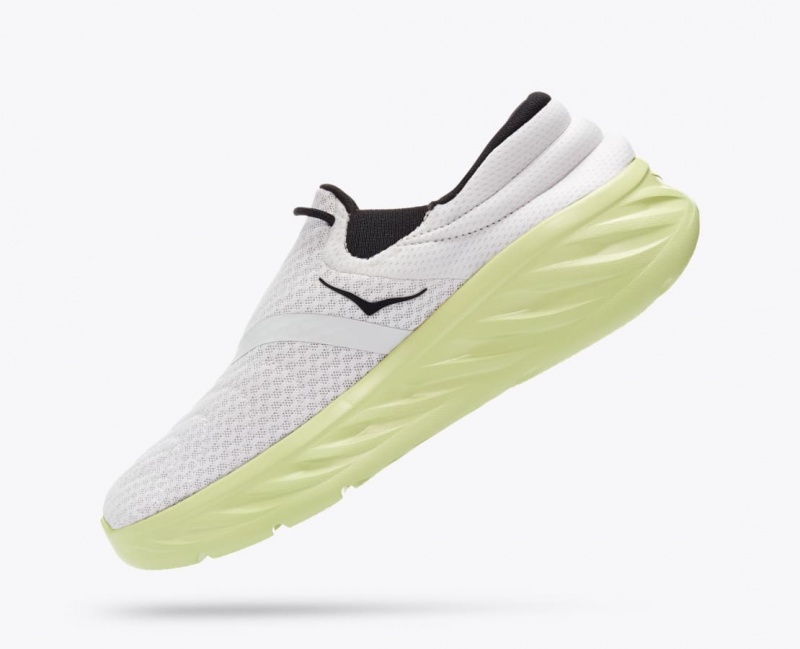 White / Light Green HOKA Ora Recovery 2 Men's Slip On Shoes | 693075FAG