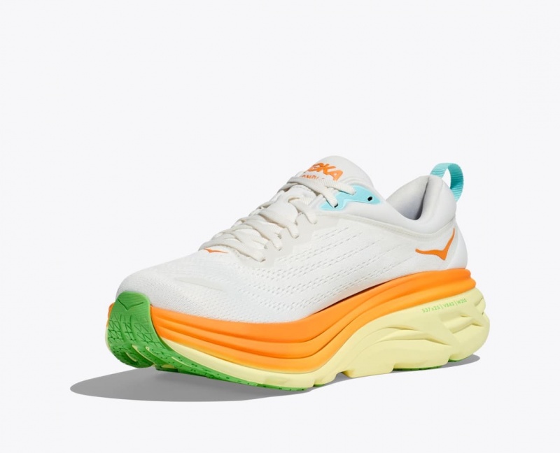 White / Orange HOKA Bondi 8 Men's Running Shoes | 917348LUE