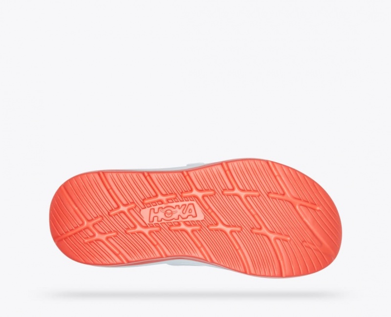 White / Orange / Blue HOKA Ora Luxe Men's Slide | 953216EJG