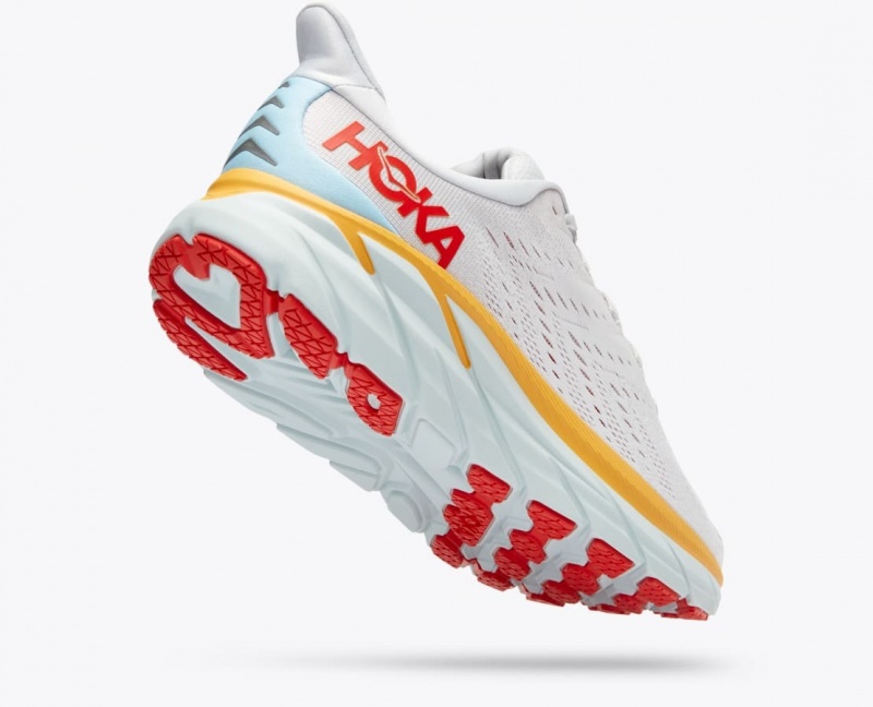 White / Orange / Red HOKA Clifton 8 Men's Running Shoes | 427305JAW