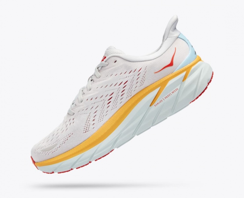 White / Orange / Red HOKA Clifton 8 Men's Running Shoes | 427305JAW