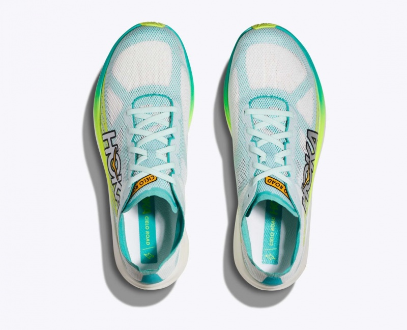 White / Turquoise HOKA Cielo Road Men's Running Shoes | 510384SKU