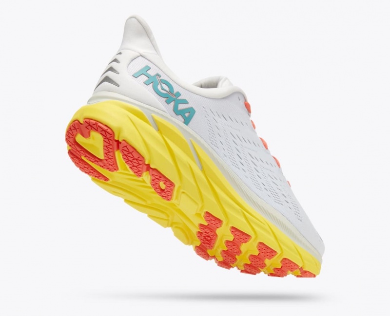 White / Yellow HOKA Clifton 8 Men's Running Shoes | 516907JST