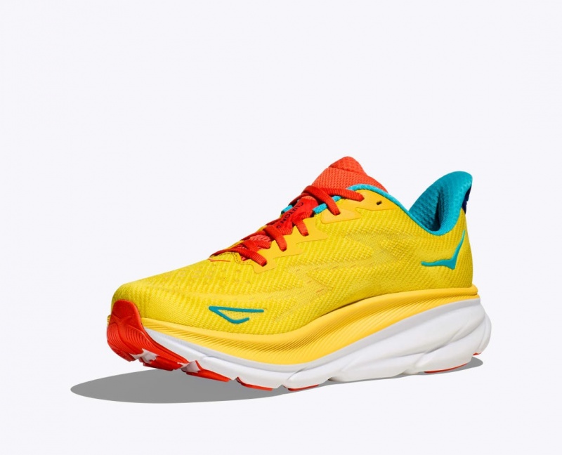 Yellow HOKA Clifton 9 Men's Running Shoes | 724190URZ