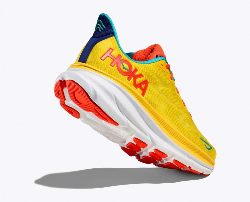 Yellow HOKA Clifton 9 Men's Running Shoes | 724190URZ