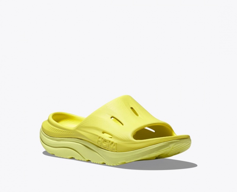 Yellow HOKA Ora Recovery 3 Kids' Slides | 830749RSL